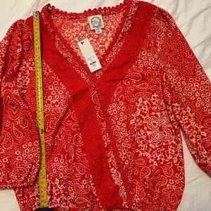 Red Crop Length Sleeved Top